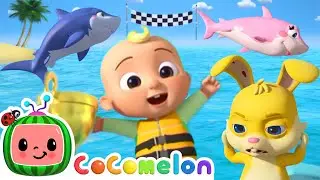 Animal Balloon Boat Race with Sharks! | CoComelon Kids Songs & Nursery Rhymes