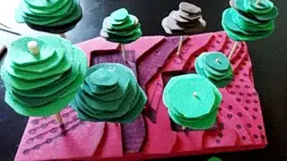 Árvores para maquete usando palitos e E.V.A