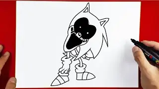 How to Draw SONIC EXE - YOU CAN'T RUN | Friday Night Funkin (FNF)