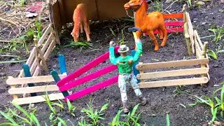 BUILDING Horses fence | Toy animals , making fence stop motion | cavalos animais | wethinkio build