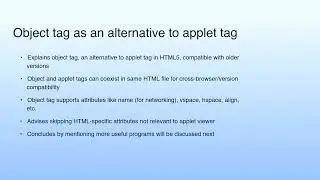 Object tag as an alternative to applet tag | Lecture 38: Demonstration-XIV