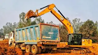 ​RAW POWER: CAT 320D3 Hydraulic Excavator Loading Dump Trucks 