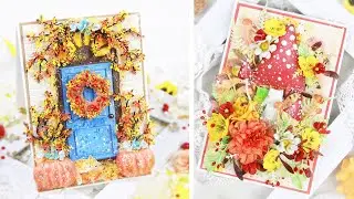 Очень красивые и впечатляющие открытки с осенними мотивами 🍂 Три ИДЕИ. Открытки своими руками DIY