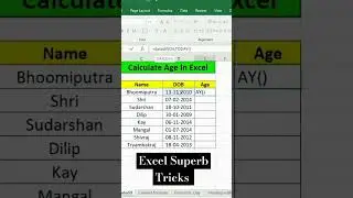 Excel Tips 😱 | Calculate Age in Excel | Age Calculation in Excel 