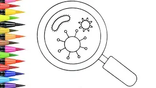 Dibuja Y Colorea Una Lupa 🔍 Con Bacterias 🦠 Dibujos Fáciles Para Niños | Dibujos Paso A Paso