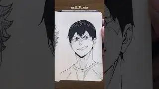 [ASMR] Drawing Tobio Kageyama 🏐😏 - Haikyu!! #satisfying #shorts #asmr