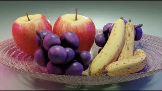 [x2 time lapse] Basket of fruits 🧺 | Apple 🍎 + Banana 🍌 + Grapes 🍇 | Blender - 3D modelling
