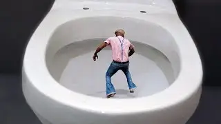Giant Woman Flushes Him Down the Toilet - Giantess (Shrinking Men)
