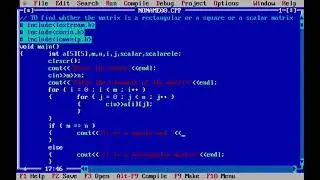 C++ Program to find whether the matrix is a rectangular or a square or a scalar matrix
