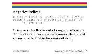 Learning IoT list Lesson in Python Part One