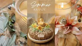 Sommer Kranz mit Trockenblumen und Seidenblumen
