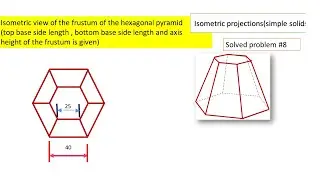 isometric view of the  frustum of a hexagonal pyramid(top , bottom base sides and axis height given)
