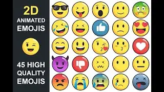 45 Animated emojis 2D - asset store