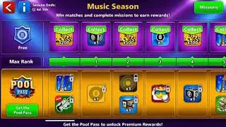 8 Ball Pool Elite Music Season | 8 Ball Pool Free coins 🎱 |  Spin and Win | MAX Rank POOL Pass