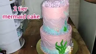How to design a 2 tier  Mermaid themed cake . #kuzenangilongga
