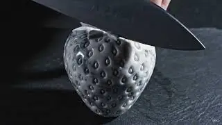 ASMR cutting marble strawberry 🍓 