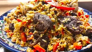 Плов на пол кило риса . Мясо говядина , рис аланга (Узбекистан) .
