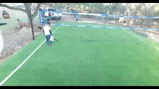 Volleyball Court with synthetic grass. National Greens