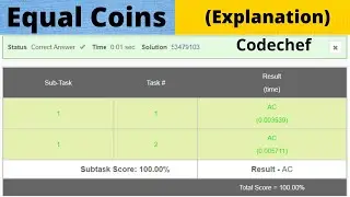 Equal Coins Codechef  | Codechef November Long Challenge 2021 | Equal Coins Codechef Solution