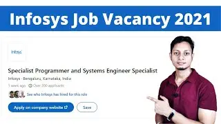 Infosys Hiring Specialist Programmer and Systems Engineer | Infosys Job Recruitment 2021