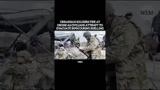 Ukrainian soldiers fired at a commercial drone flying over a destroyed bridge