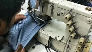 Body waist channel make with elastic by racing folder। garments machine .