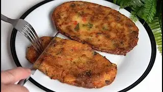 Potato schnitzel. It's more delicious than meat. Have you ever cooked potatoes like this? No eggs. 5