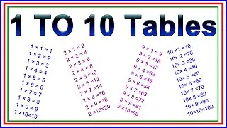 Table of 1 to 10, Tables of One to Ten, 1 Se 10 Tak Table, Maths Tables, GSKT