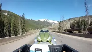 1955 VW BUG - towing show car through snowy mountains of Colorado - time lapse video