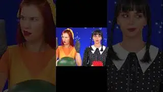 The girl beat up a watermelon