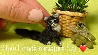 How I made Kitty miniature Animal- Dollhouse realistic polymer clay sculpt - by Malinik Miniatures