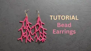 DIY coral earrings beaded, Seed bead fringe earrings tutorial, easy beaded earrings making