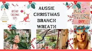 Crafting an Aussie Christmas: Pink Grevillia & Gold Circle Wreath on a Rustic Branch!