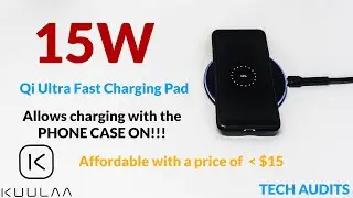 KUULAA 15W Qi Wireless Charging Pad under $20