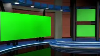 News Virtual Studio - Set 001 - Blue Option   GREEN SCREEN TV