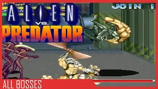 Alien vs Predator Arcade ALL Bosses || Alien Vs. Predator (Arcade/MAME)