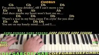 There's A Tear In My Beer (Hank Williams) Piano Cover Lesson in Db with Chords/Lyrics