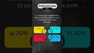 Profit and Loss MCQ Question ~ Competitive Exam - GATE, CAT, SSC, BANK | Q-3