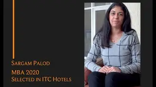 Sargam Palod,  MBA 2020, selected in ITC Hotels