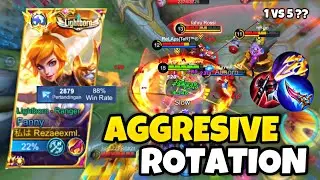 AGGRESIVE ROTATION FANNY IN RANKED | BEST BUILD AND SET EMBLEM FOR FANNY AFTER NERFED - MLBB
