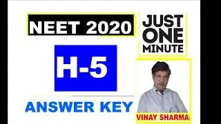 NEET 2020 H5 ANSWER KEY |NEET 2020 Answer key for ALL SETS | Download pdf    NEET 2020 SOLUTION