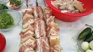 ШАШЛЫК на мангале из свиной грудинки.пальчики оближешь