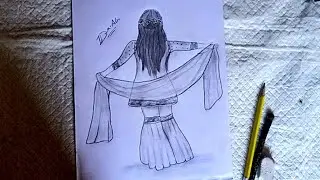 How to Draw a Girl Backside sharara dress ||easy drawing || maanart