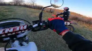 JD's POV riding his XR650 Honda with his 45 year old Dad on a CR250 Honda