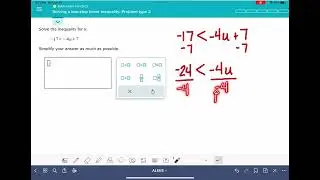 ALEKS: Solving a two-step linear inequality: Problem type 2