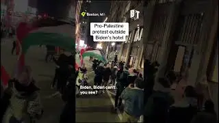 Protesters in front of Joe Biden’s fundraiser in Boston denounce his “killing spree” in Gaza