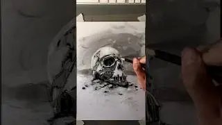 #drawingtutorial #charcoaldrawing #drawingshorts #skulldrawing #drawingvideo #charcoalart