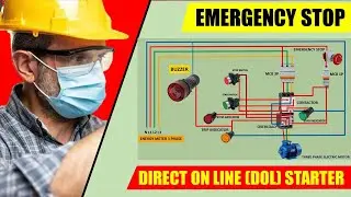 3 phase motor control wiring diagram | DOL starter with emergency stop button switch wiring