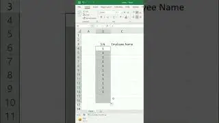 shorts | Excel trick to enter serial number | Excel tips and tricks |