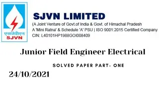 SJVN Jr. Field Engineer Electrical 2021 Solved Question Paper Part One